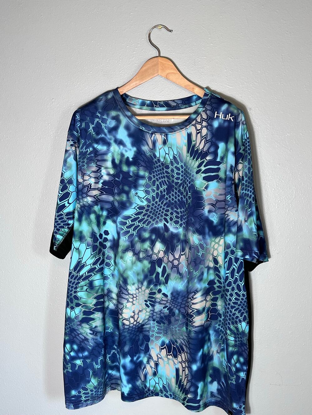 HUK XXXL 3XL Men’s Fishing Shirt Blue Green Black Stretch Comfort Activewear